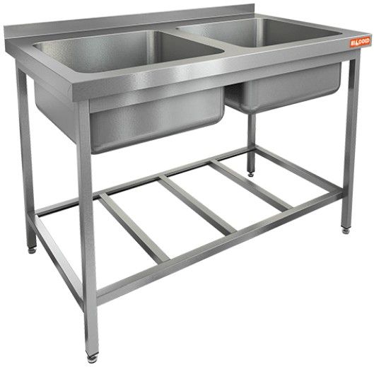 НСО2М-12/7БР ЭЦ стол-моечная ванна, 2 секц. (500х500х300), (оцин.угол.), HICOLD RUS
