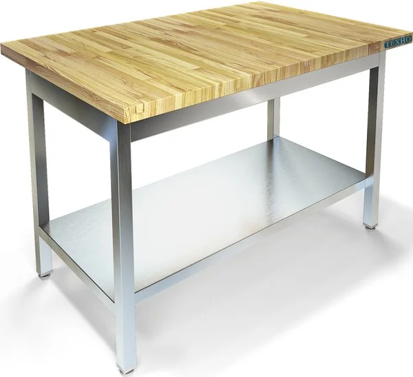 Стол производственный СП-323/1508 (кондитерский, столешница бук и каркас н/с 304)