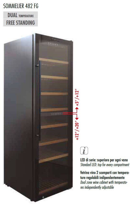 ШКАФ ВИННЫЙ ВЕНТ.МЕТАЛ. TECFRIGO SOMMELIER 482 FG ЧЕРНЫЙ