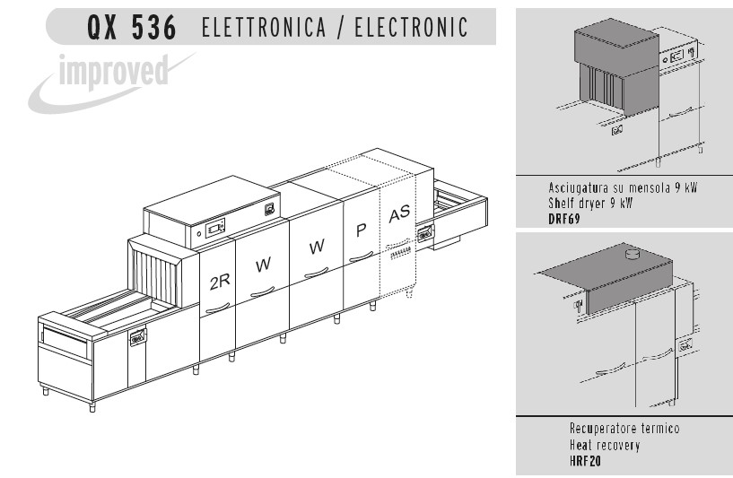 МАШИНА ПОСУДОМОЕЧНАЯ DIHR QX 536 DX+DDE+HRF20+DRF69/2 ЧАСТИ