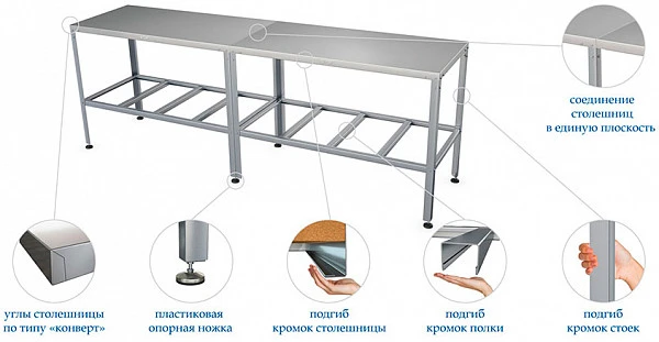 Стол производственный Atesy СР-Б-1500.600-02 (СР-2/1500/600-Э)