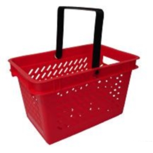 КОРЗИНА ПОКУПАТЕЛЯ ПЛАСТИК 20Л 2 РУЧКИ КРАСНАЯ SHOLS