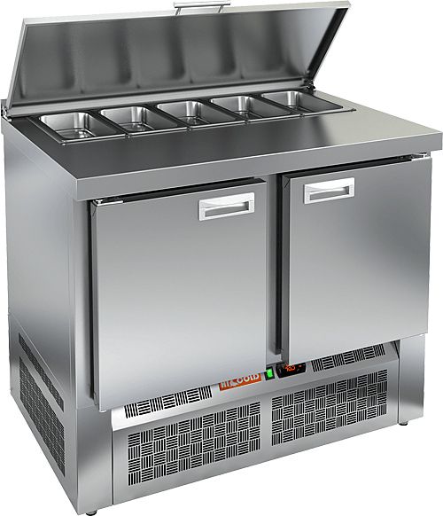 SLE1-11GN (1/3) О З стол для салатов охл.(+2+10), остров., с зад.стенкой из нерж., 2 двери