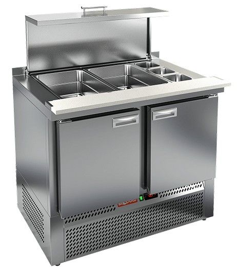 SLE3-11GN ПОЛИПРОПИЛЕН С КРЫШКОЙ стол для салатов, охл. (+2+10), 2 двери, 1000х750х850мм