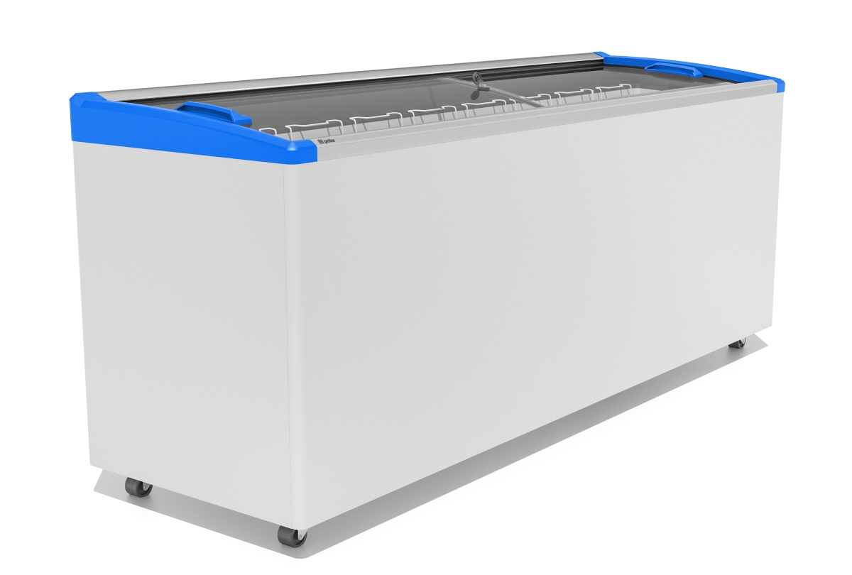 ЛАРЬ МОРОЗИЛЬНЫЙ GELLAR FG 700 E ГНУТОЕ СТЕКЛО, АЛЮМИНИЙ, СИНИЙ (ПРОПАН)