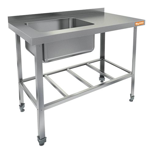 НСО1М-12/7БРЛ ЭЦ стол-моечная ванна,1 секц. (500х500х300) слева, (оцин.угол.), HICOLD RUS