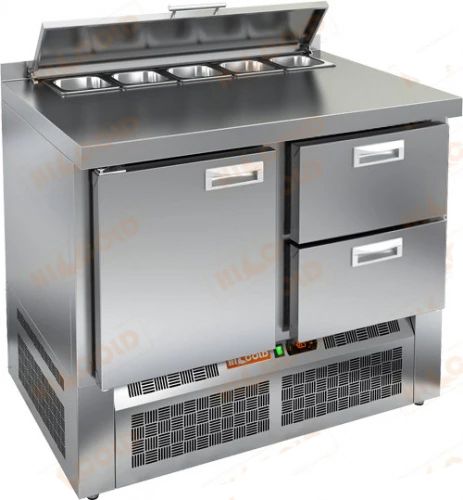 SLE2-12GN (1/6) стол для салатов  охл.(+2+10), 1 дверь, 2 ящика, 1000х700х850мм, ниж.распол.агрегата