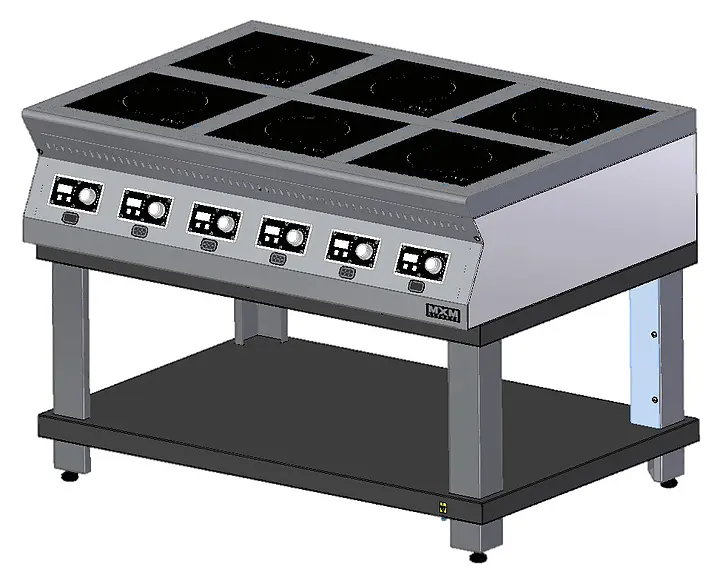 Плита индукционная тип ПИ, модель ПИ69П–3,5-02 на подставке, с воздуховодом, полн. из нерж. стали