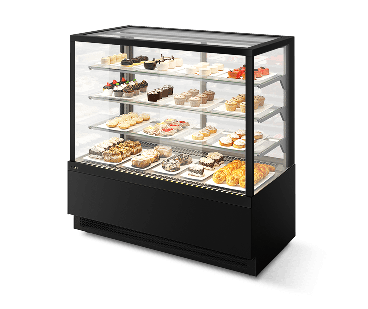 Витрина Кондитерская Vete kub 130, Чёрный муар/Металлик 242-550