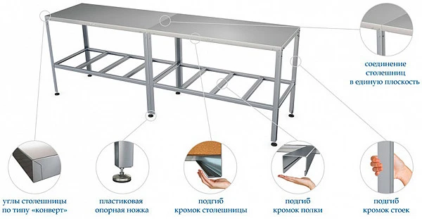 Стол производственный Atesy СР-Б-1- 800.600-02 (СР-3/800/600-Э)