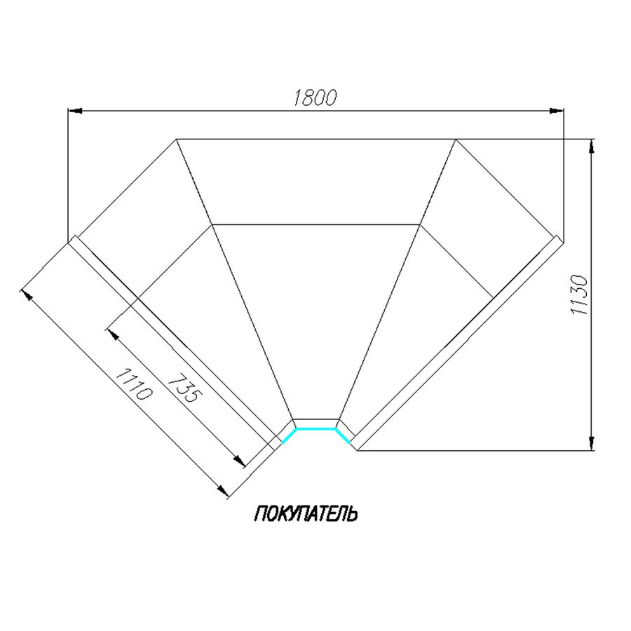 ВИТРИНА ХОЛОДИЛЬНАЯ ВХСу-2 Ш CARBOMA G110 ВНУТРЕННИЙ 90 ДИНАМИКА (G110 VM-6) БЕЗ БОКОВИН П0000007935