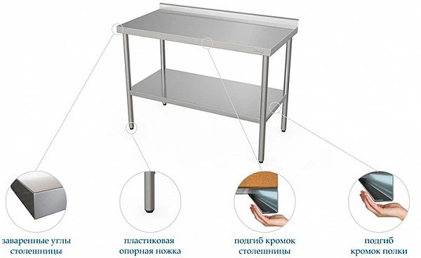 Стол производственный Atesy СР-П-1-1200.600-02 (СП-3/1200/600)