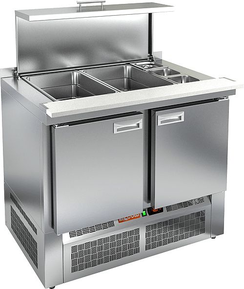 SLE3-11GN С КРЫШКОЙ стол для салатов, охл. (+2+10), 2 двери, 1000х700х850мм, ниж.распол.агрегата