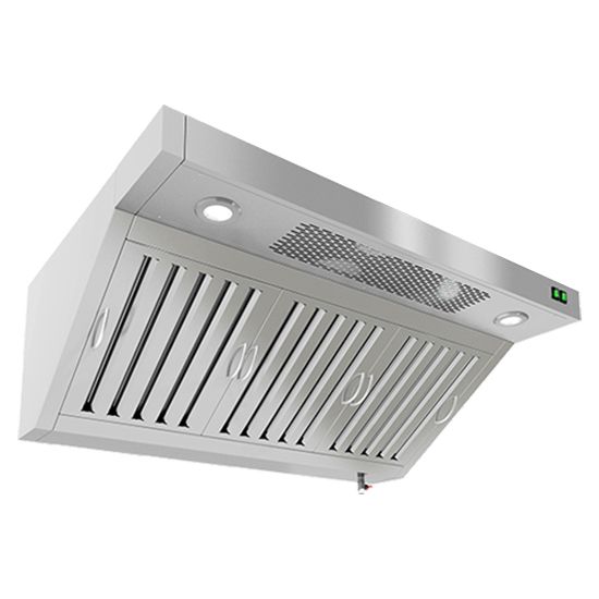 ЗВПОСК-14,509 зонт вытяжной пристен. (1450х900х400) с ж/у фильтр., с отв., с подсвет., HICOLD RUS