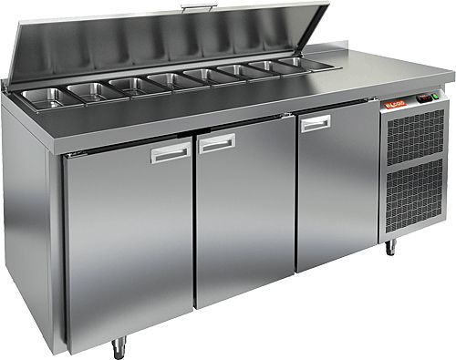 SL1-111GN (1/3) О стол для салатов охл.(+2+10), островной, 3 двери, 1835х700х850мм, HICOLD RUS