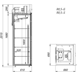 Шкаф холодильный Аркто R0.5-S (P) короткая ручка