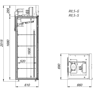 Шкаф холодильный Аркто R0.5-G (P) короткая ручка