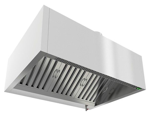 ЗКВПО-1309 зонт вытяжной коробчатый пристен. (1300х900х400) с ж/у фильтрами, с отв., без подсвет.