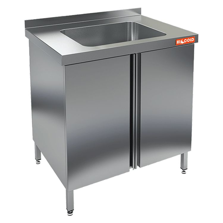 НСЗ1М-7/6Б стол с ванной  моеч. 1 секц. (500х400х250), закрыт., с распашн. дверцами, HICOLD RUS