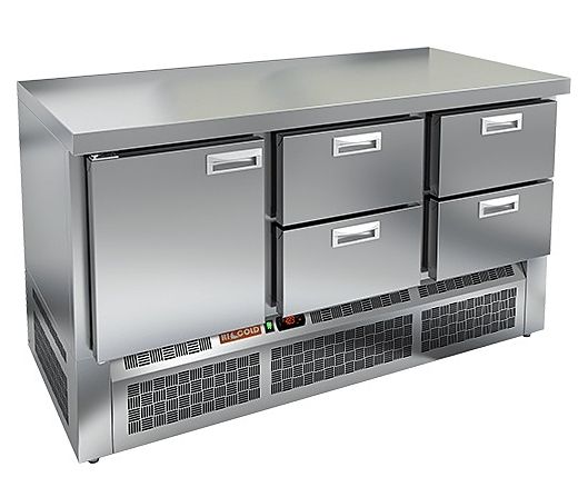 GNE 122/BT О стол охл. (-10-18), островн., 1 дверь, 4 ящика, 1485х700х850мм, ниж.распол.агрегата