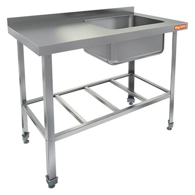 НСО1М-10/7БРП ЭН стол-моечная ванна, 1 секц. (500х500х300) справа (нерж.угол.), HICOLD RUS