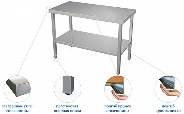 Стол производственный Atesy СР-Л-1500.800-02 (СП-2/1500/800-Л)