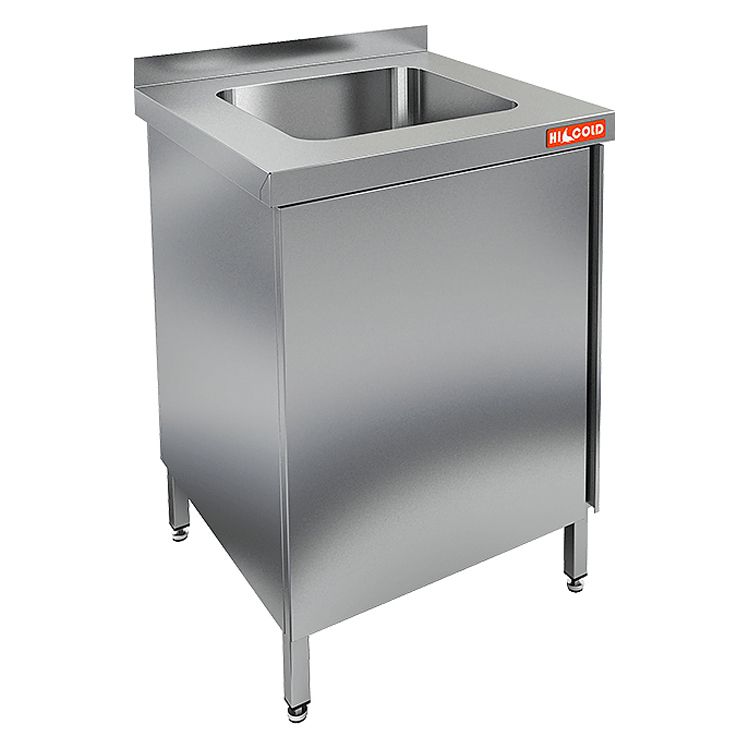 НСЗ1М-6/7БЛ стол с ванной  моеч. 1 секц. (500х400х250), закрыт., с левой распаш. дверцей, HICOLD RUS