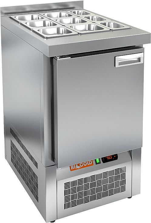 SLE3-1GN БЕЗ КРЫШКИ стол для салатов, охл.(+2+10), 1 дверь, 565х700х850мм, ниж.распол.агрегата