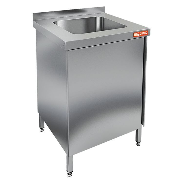 НСЗ1М-6/6БЛ стол с ванной  моеч. 1 секц. (400х400х250), закрыт., с левой распаш. дверцей, HICOLD RUS