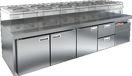 СТОЛ С МОРОЗИЛЬНЫМ ШКАФОМ HICOLD SN 1112/BT LT Sh (R290)