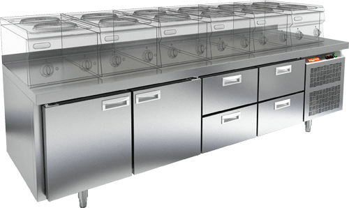 СТОЛ С МОРОЗИЛЬНЫМ ШКАФОМ HICOLD SN 1122/BT LT (R290)