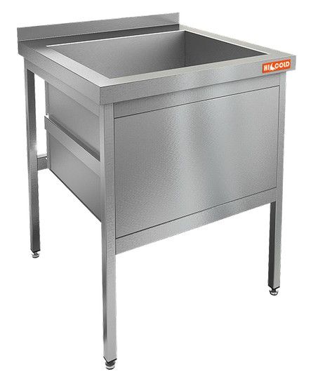Н1МКС-7/7 стол-моечная ванна - котломойка с площадкой под смеситель, 1секц. (570х520х438), HICOLD