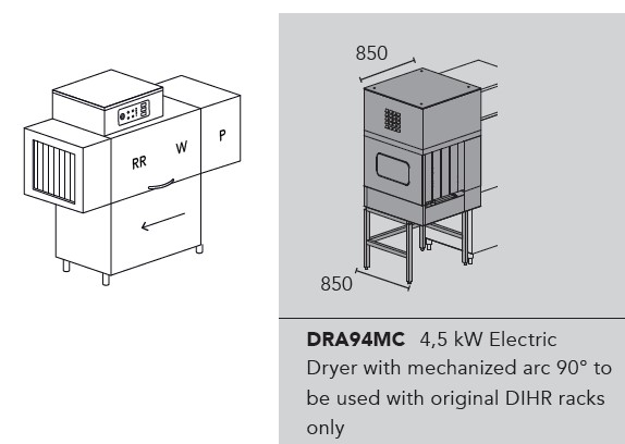 МАШИНА ПОСУДОМОЕЧНАЯ DIHR RX 144 DX+DDE+XP+DRA94MC