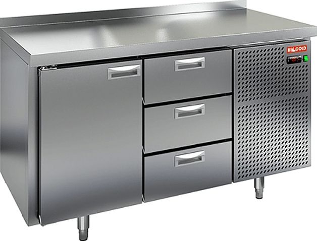 GN 13 BR3 TN стол. охл. (-2+10), 1 дверь, 3 ящика, увелич. объема, на выс. ножках, 1505х700х950мм