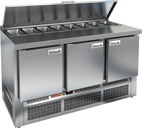 SLE1-111GN (1/3) О стол для салатов островн. охл.(+2+10), 3 двери, 1485х700х850мм