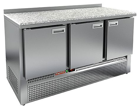 SNE 111/TN КАМЕНЬ стол охл.(-2+10), 3 двери, 1485х600х850мм, ниж.распол.агрегата, HICOLD RUS