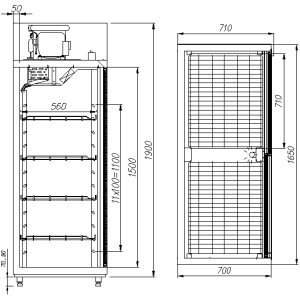 Шкаф холодильный ПОЛЮС R1400К Сarboma INOX