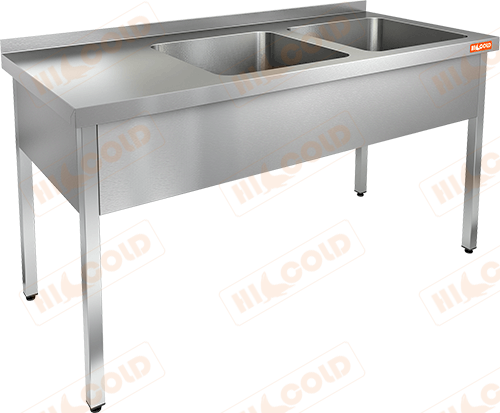 НСО2М-15/7БП стол-моечная ванна, 2 секц. (500х500х300) справа, HICOLD RUS