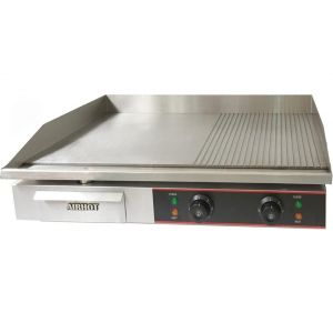 Гриль-сковорода электрическая настольная, 2 зоны, поверхность комбинированная (гладкая+рифленая) стальная