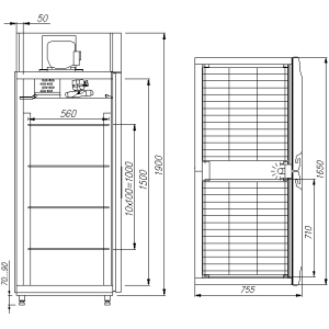 Шкаф холодильный ПОЛЮС R1400 Carboma INOX