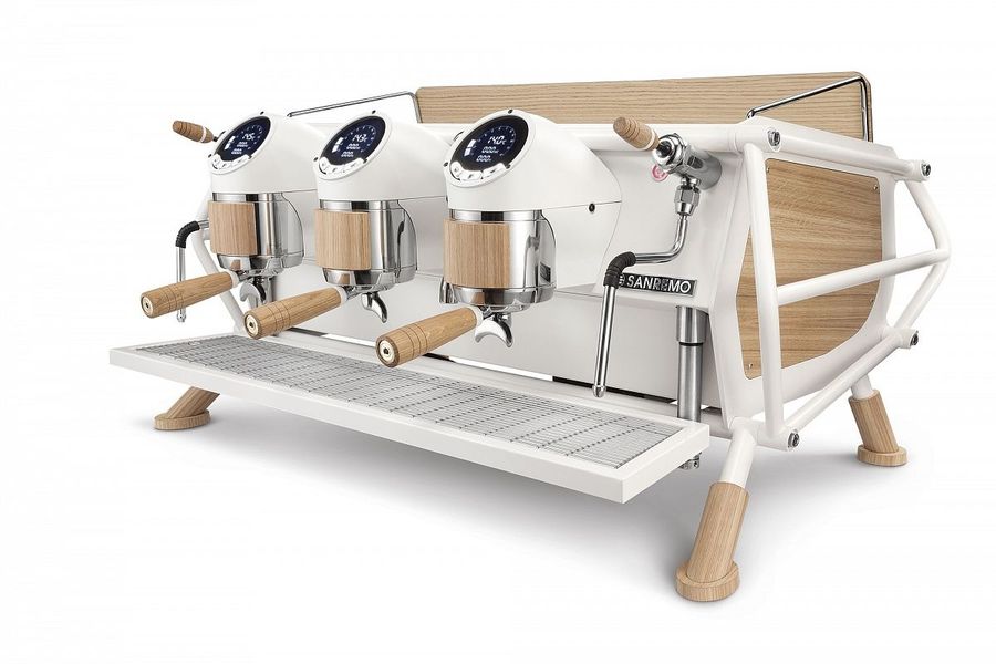 Кофемашина Sanremo Café Racer 3 гр. белая-дерево после ремонта