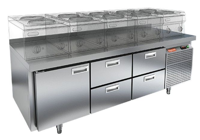 GN 122/TN LT стол охл. под тепловое оборуд.(-2+10), 1 дверь 4 ящика, 1835х700х675мм, HICOLD RUS