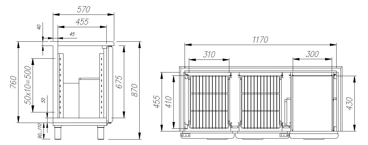 Охлаждаемый стол Полюс T57 M2-1 0430 (Bar-250 Carboma)