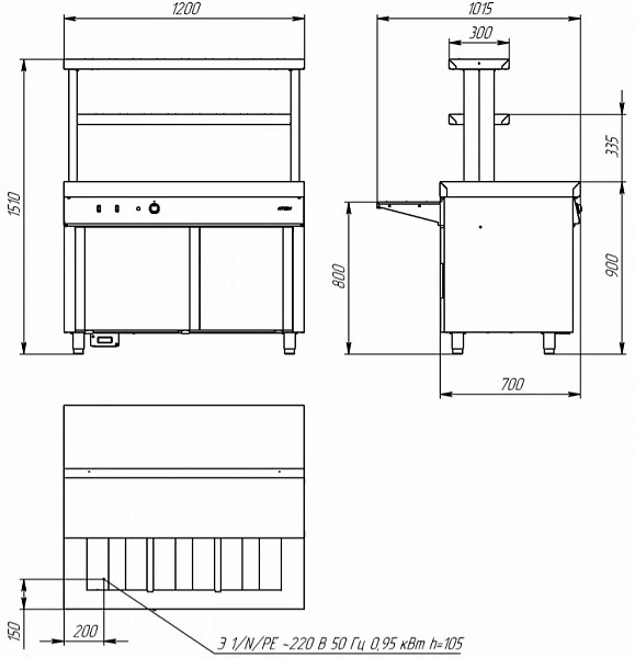Мармит вторых блюд Atesy Ривьера М2-1200-02-СО без полок