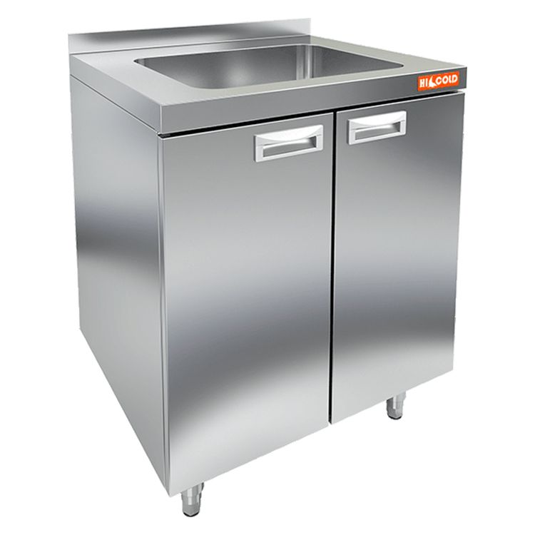 НБМСЗМ-6/7Б модуль барный с бортом- стол закрыт.с мойкой (400х400х250), 600х700х850мм, HICOLD RUS