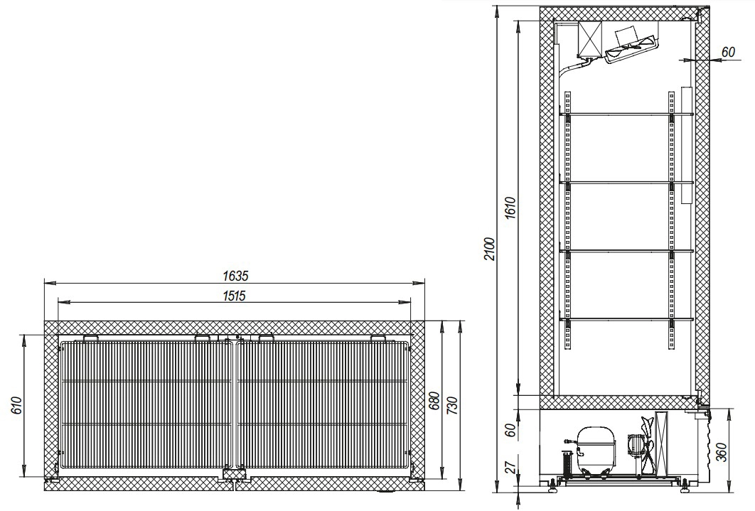 Шкаф холодильный низкотемпературный Капри 1,5Н (нержавейка)