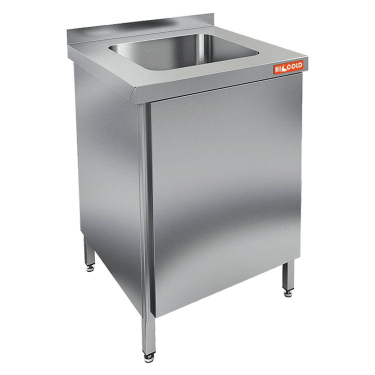 НСЗ1М-6/6БП стол с ванной  моеч. 1 секц. (400х400х250), закрыт., с правой распаш.дверцей