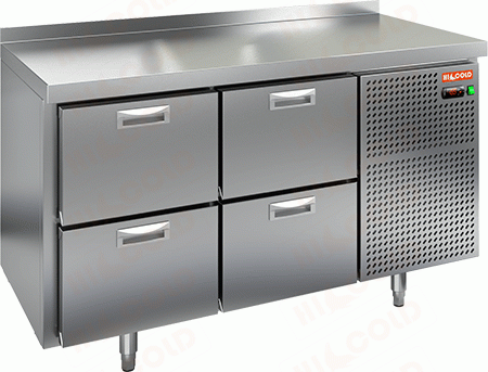 SL2-22GN (1/6) О стол для салатов охл. (+2+10), островн., 4 ящика, 1390х700х850мм, HICOLD RUS
