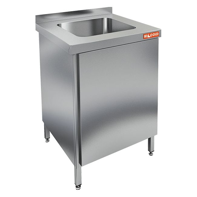 НСЗ1М-6/7БП стол с ванной  моеч. 1 секц. (400х500х250), закрыт., с правой распаш. дверцей, HICOLD