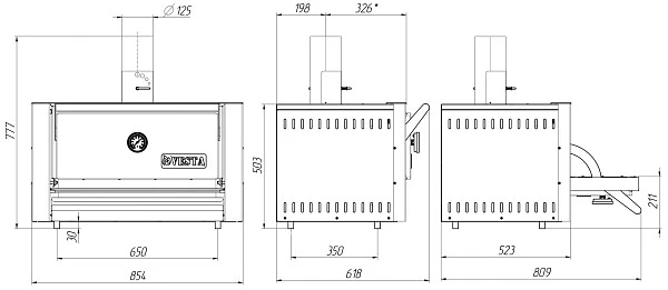 Печь на твердом топливе (хоспер) Vesta 38/23